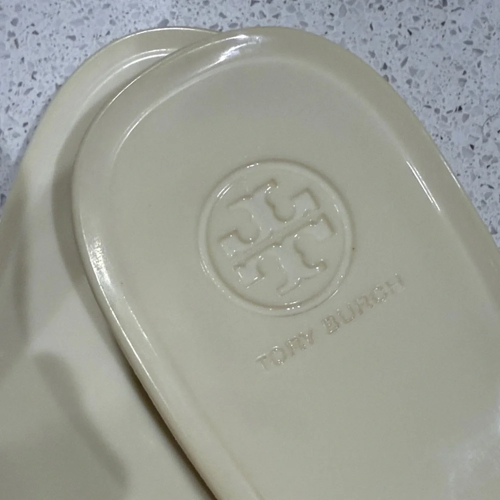 Tory Burch Cream Floral Jelly Thong Sandals